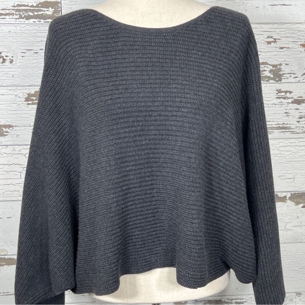 NVELOP Shaker Dolman Poncho Sweater Charcoal Gray Sz L/XL NWT
